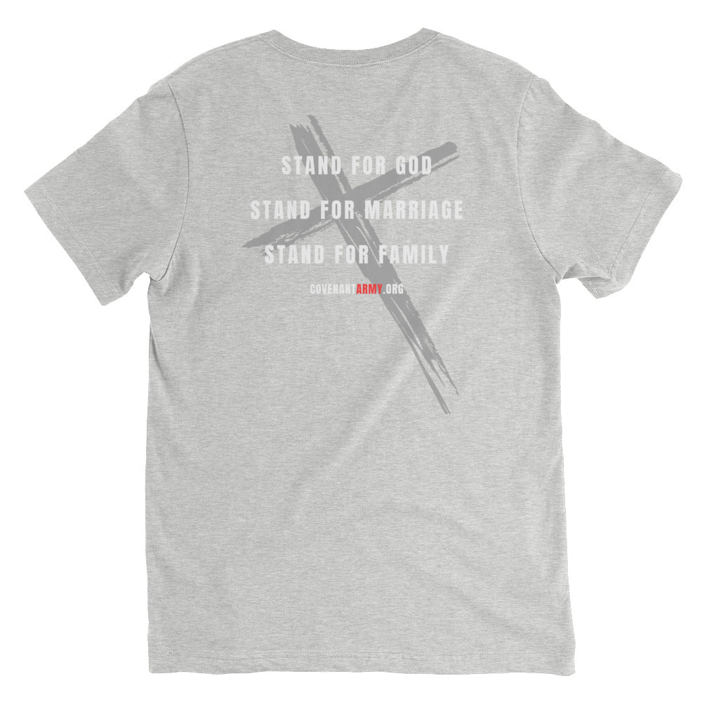 Warrior Husband V-Neck – Athletic Heather Back