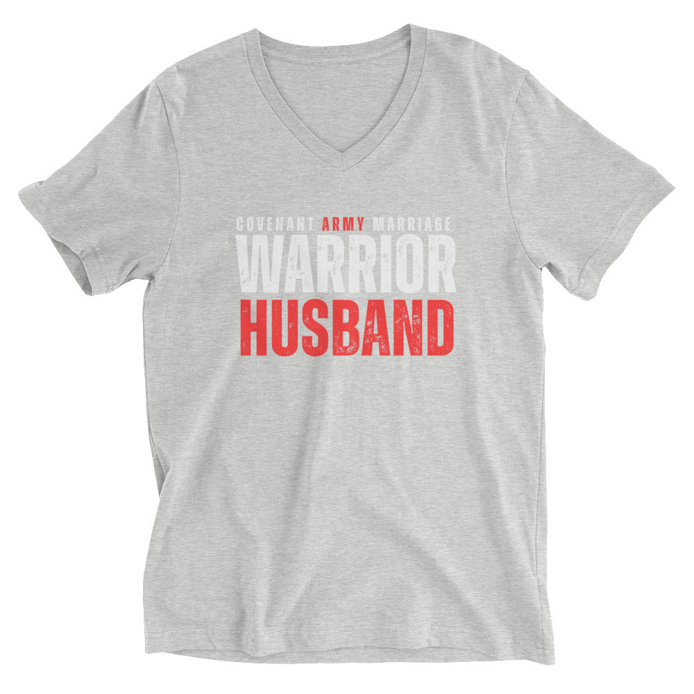 Warrior Husband V-Neck – Athletic Heather Front