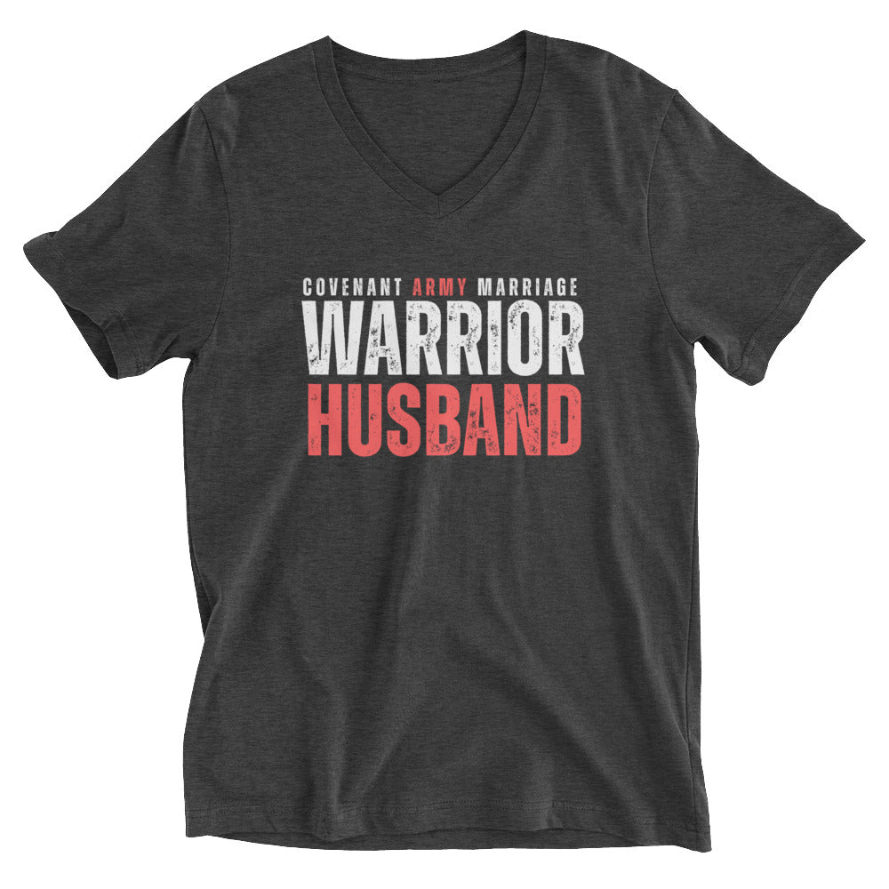Warrior Husband V-Neck – Dark Grey Heather Front