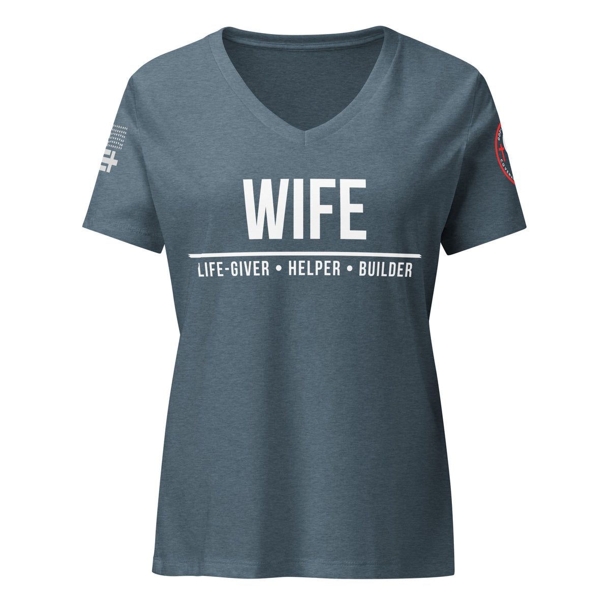 Covenant Army Marriage Wife Tee – Heather Slate Front